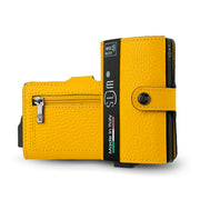 Porta Carte Vera Pelle Bottalato Giallo con zip porta monete