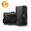 Genuine Leather Card Holder with Black Epi Print and Zip