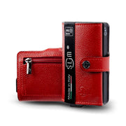 Porta Carte Vera Pelle Bottalato Rosso con zip porta monete