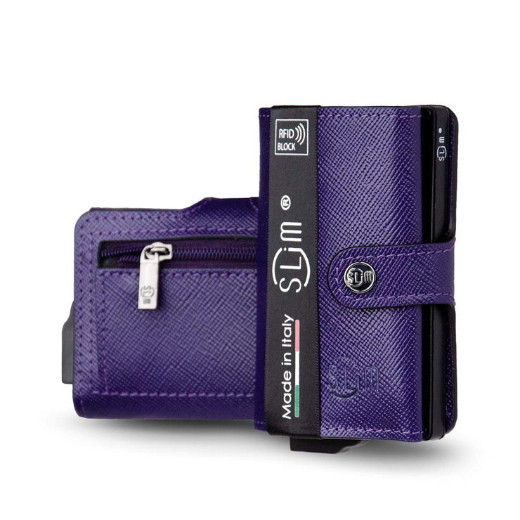 SLim®️ genuine leather blue petroleum multicolour wallet with zip