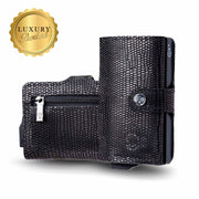 SLim®️ genuine leather blue petroleum multicolour wallet with zip