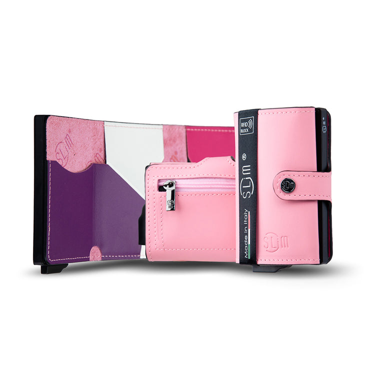 SLim®️ genuine leather blue petroleum multicolour wallet with zip