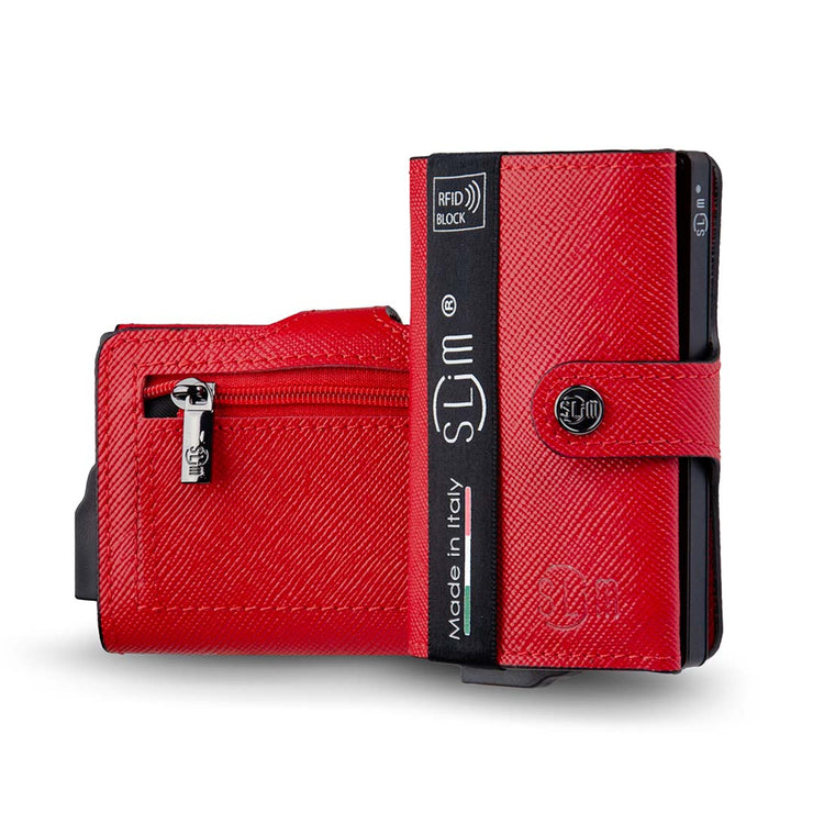 SLim®️ genuine leather blue petroleum multicolour wallet with zip