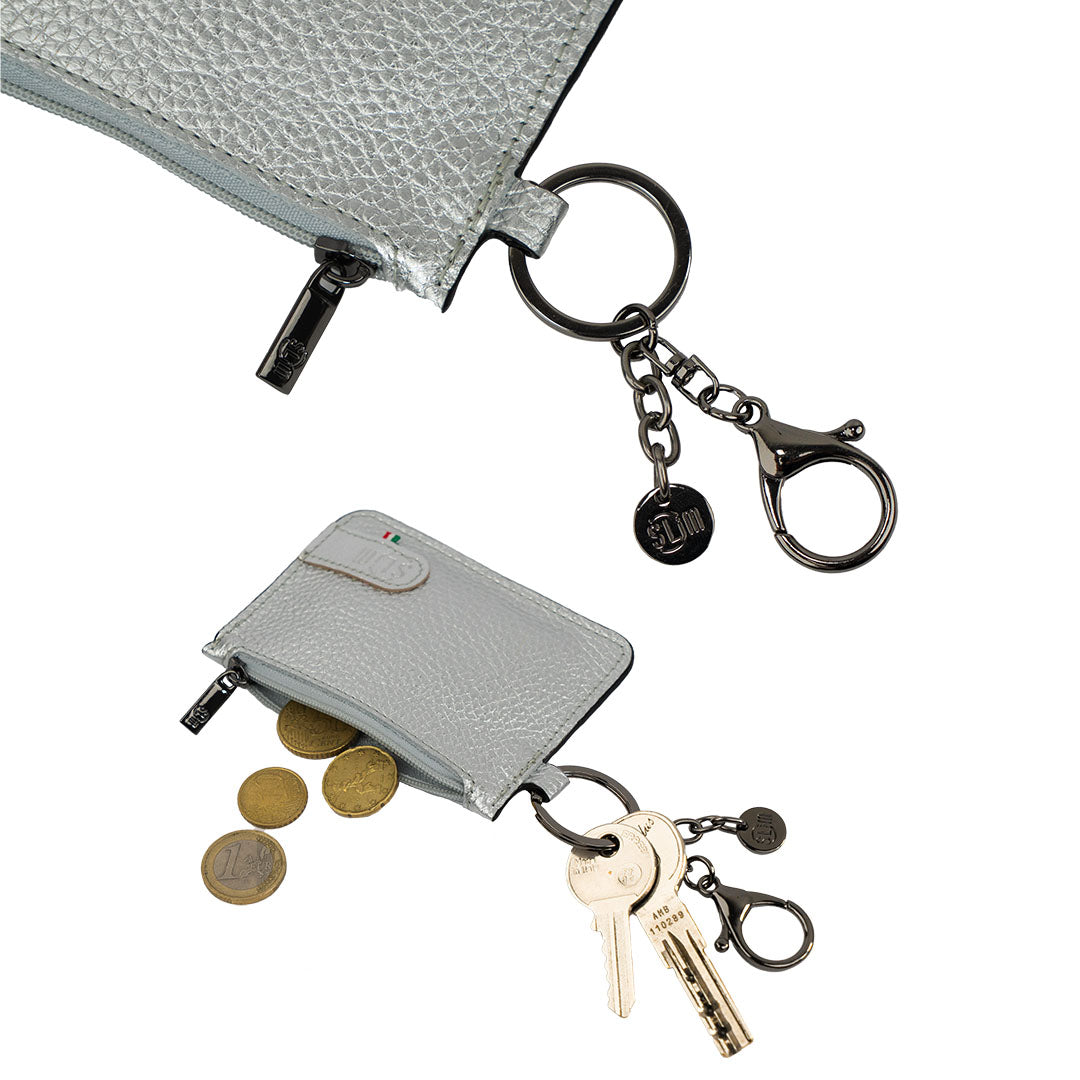 Portachiavi-Portamonete SLim®️ Bottalato Metal Argento