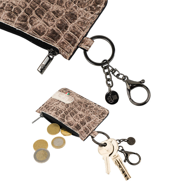 Portachiavi-Portamonete SLim®️ Vera Pelle Cocco Beige