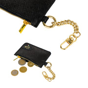 Portachiavi-Portamonete SLim®️ Vera Pelle Tejus Nero e Oro