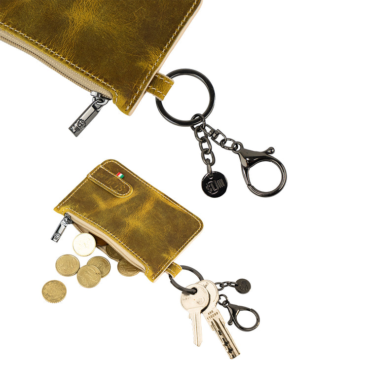 SLim®️ Genuine Crazy Sand Leather Keychain-Coin Purse
