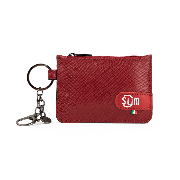 SLim®️ Genuine Black Saffiano Leather Keychain-Coin Purse