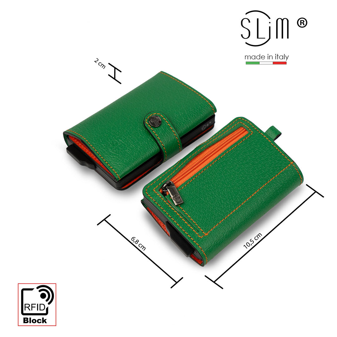 SLim®️ con Necklace Verde/Arancio e zip porta monete