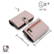 Porta Carte Vera Pelle Saffiano Anti Graffio Rosa con Zip