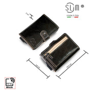 Porta Carte Vera Pelle Concia Al Vegetale Testa di moro con Zip