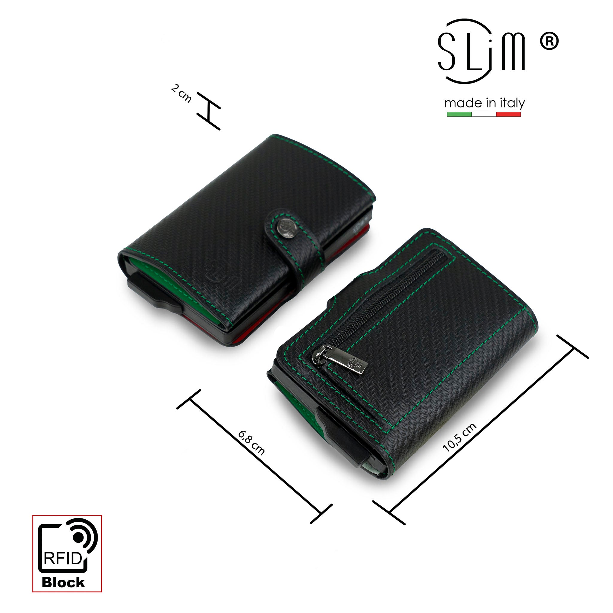 Porta Carte Vera Pelle Carbon Style Tricolore Italia