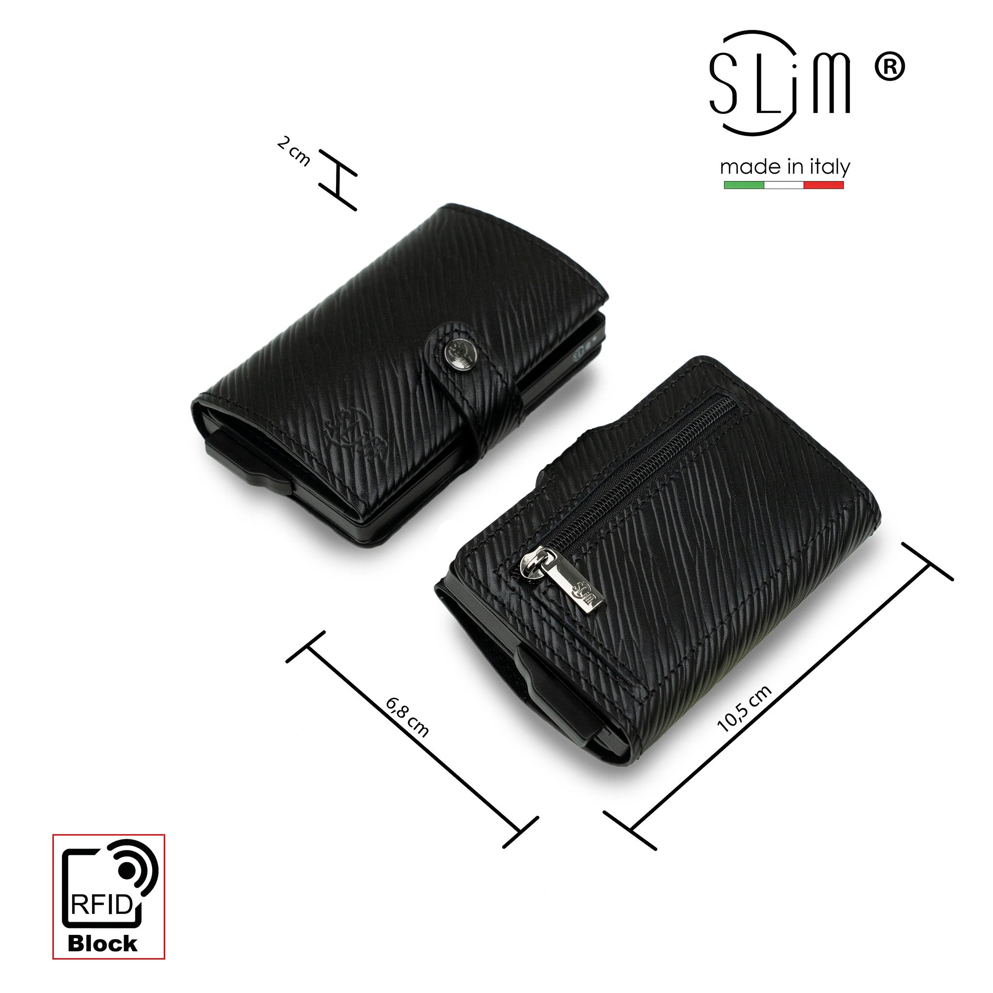 Porta Carte Vera Pelle Stampa Epi Nero Con Zip