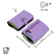 SLim®️ genuine leather wallet purple/lime green with coin pocket and zip