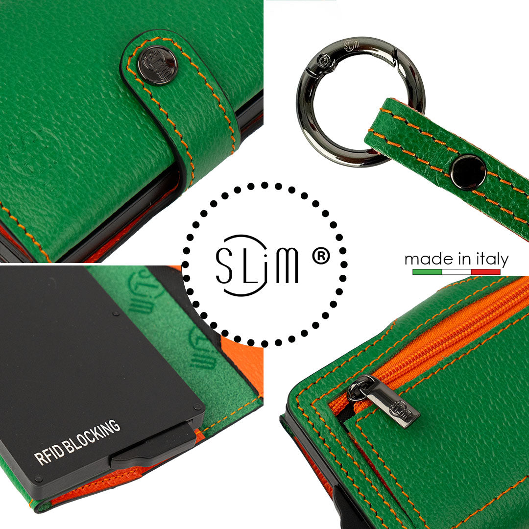 SLim®️ con Necklace Verde/Arancio e zip porta monete