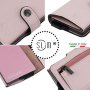 Porta Carte Vera Pelle Saffiano Anti Graffio Rosa con Zip