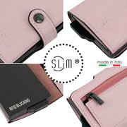 Porta Carte Vera Pelle Saffiano Anti Graffio Rosa con Zip