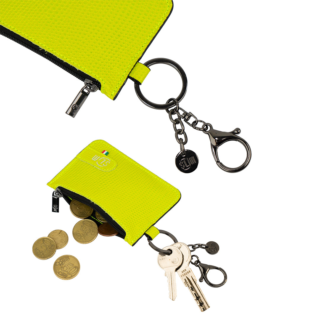 Portachiavi-Portamonete SLim®️ Vera Pelle Tejus Lime