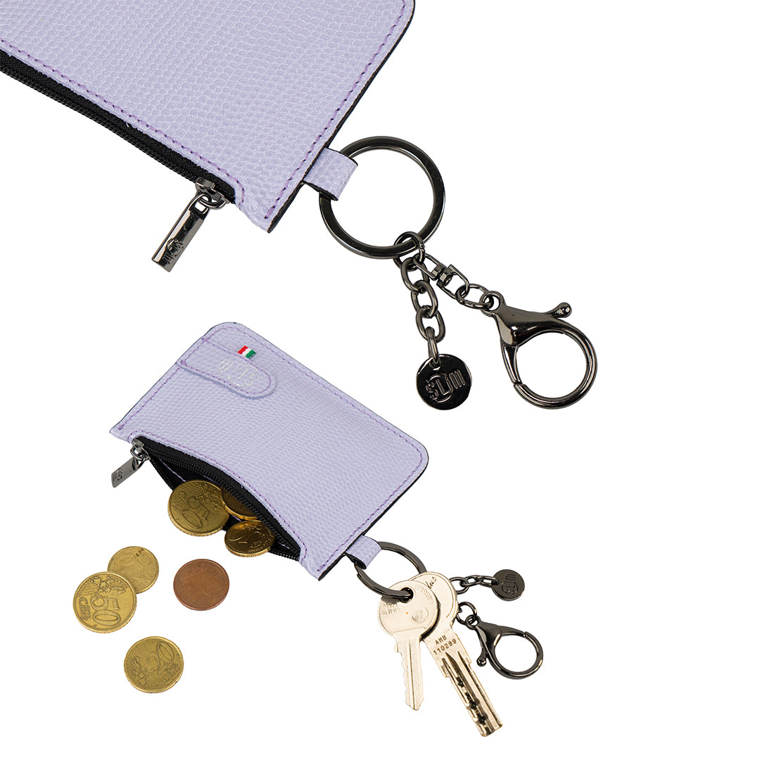 Portachiavi-Portamonete SLim®️ Vera Pelle Tejus Viola