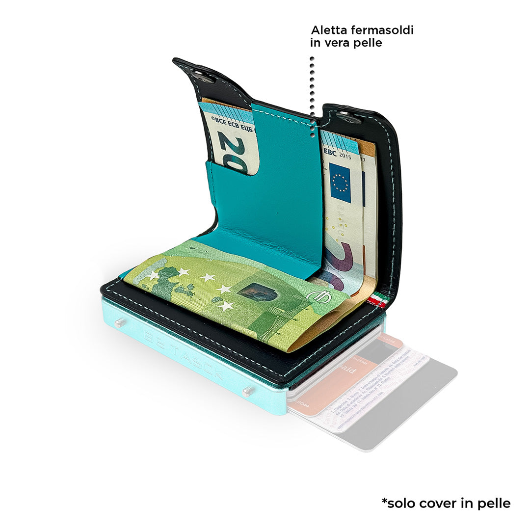 Cover in Pelle Be Tasck Pelle Liscia Turchese e Nero