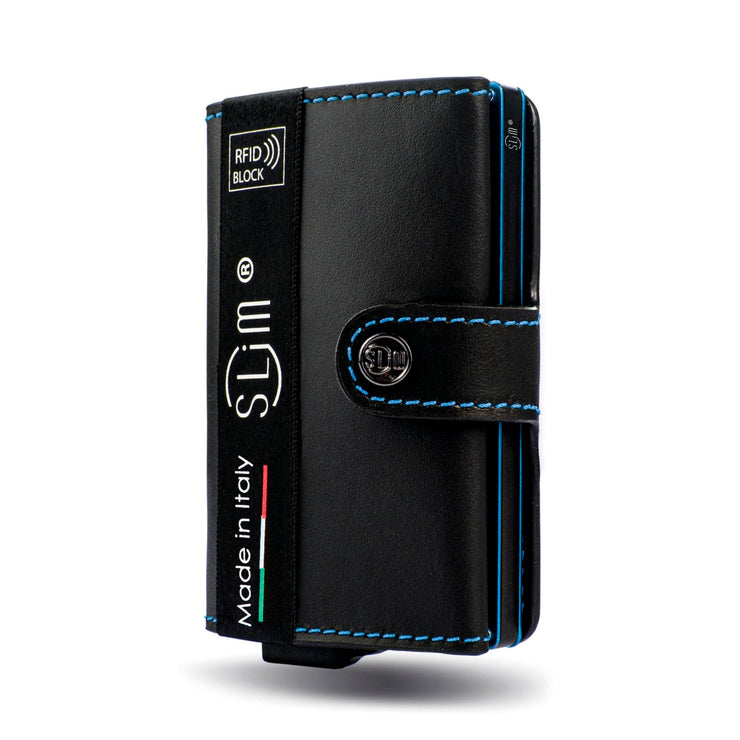SLim®️ genuine leather blue petroleum multicolour wallet with zip