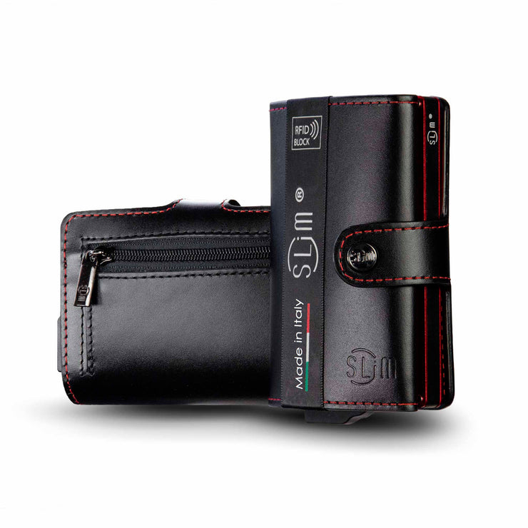 SLim®️ genuine leather blue petroleum multicolour wallet with zip