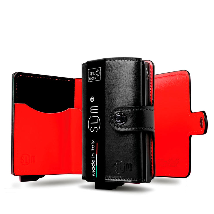 SLim®️ genuine leather blue petroleum multicolour wallet with zip