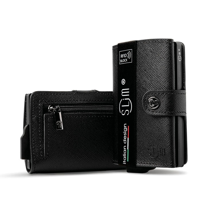SLim®️ genuine leather blue petroleum multicolour wallet with zip