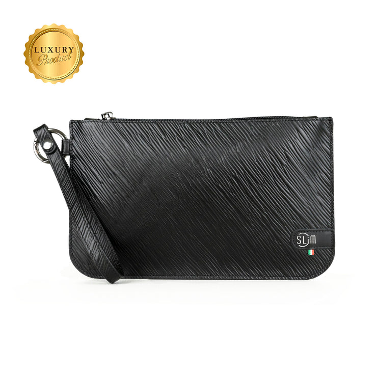 Pochette con Polsiera Vera Pelle Epi Nero