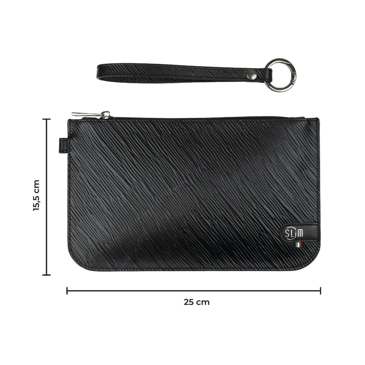 Pochette con Polsiera Vera Pelle Epi Nero