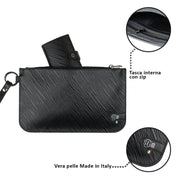 Pochette con Polsiera Vera Pelle Epi Nero