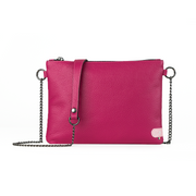 Pochette con Tracolla Vera Pelle Bottalato Fucsia