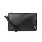 Pochette con Polsiera Vera Pelle Carbon Nero