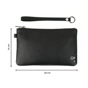 Pochette con Polsiera Vera Pelle Bottalato Nero