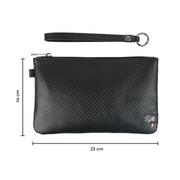 Pochette con Polsiera Vera Pelle Carbon Nero