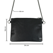 Pochette con Tracolla Vera Pelle Saffiano Nero