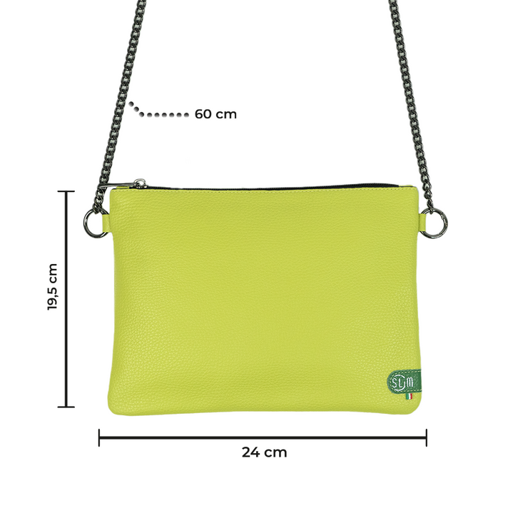 Pochette con Tracolla Vera Pelle Bottalato Verde Lime