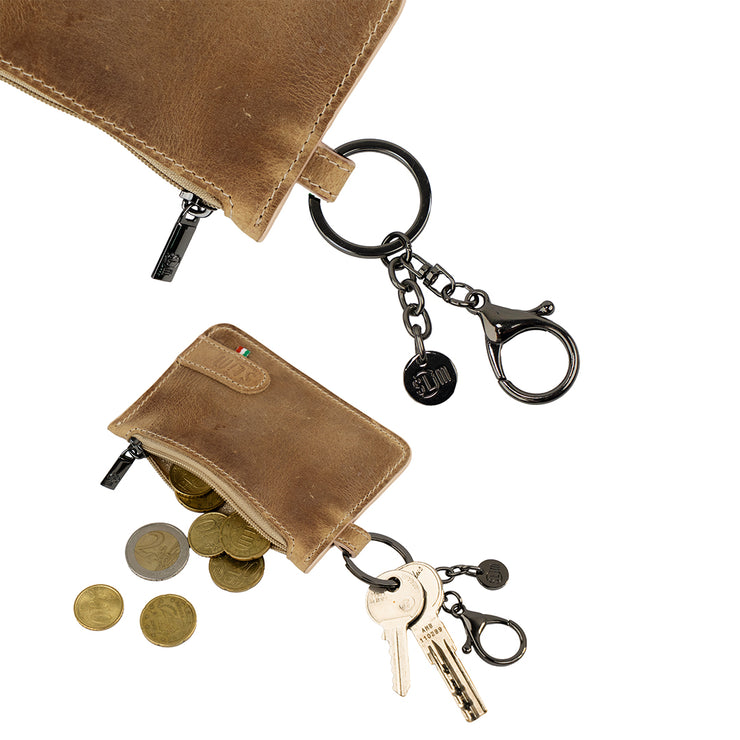 SLim®️ Genuine Crazy Sand Leather Keychain-Coin Purse