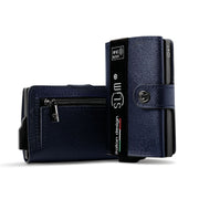 SLim®️ genuine leather blue petroleum multicolour wallet with zip