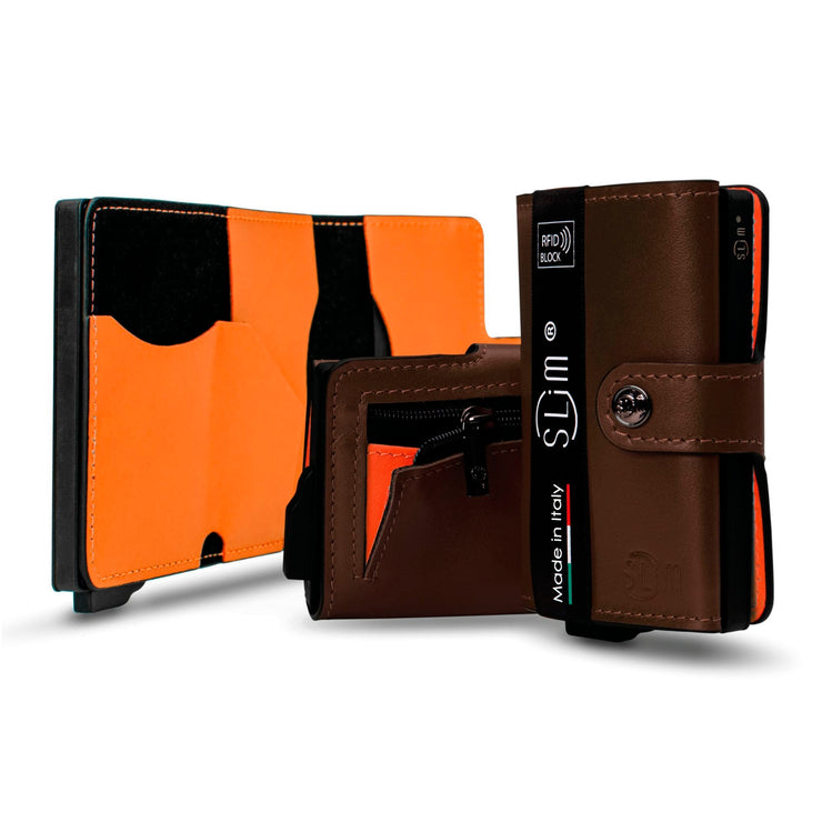 SLim®️ genuine leather blue petroleum multicolour wallet with zip