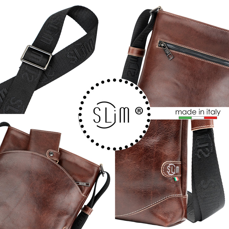 Bag SLim®️ Vera Pelle Vegetale Marrone