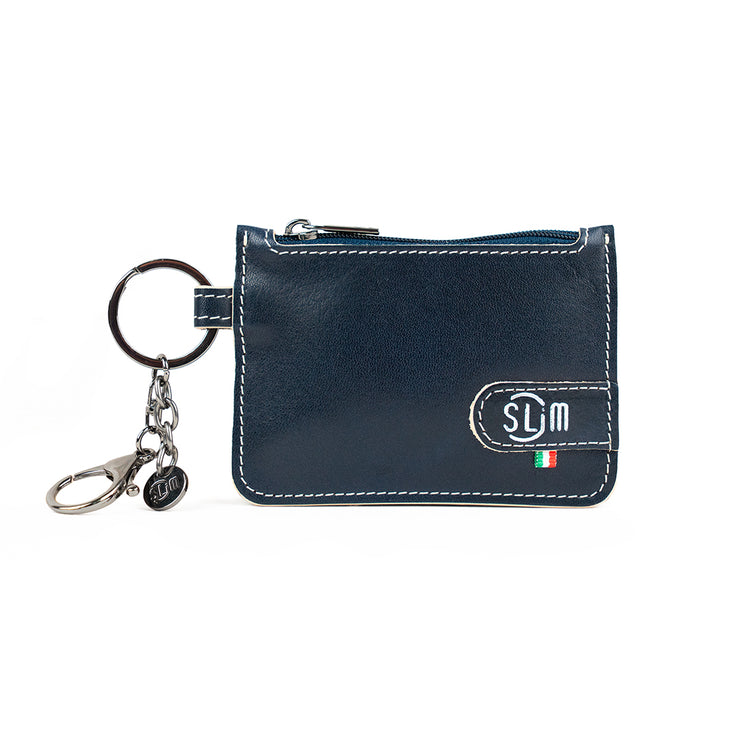 SLim®️ Genuine Vegetable Tanned Leather Keychain-Coin Purse in Blue