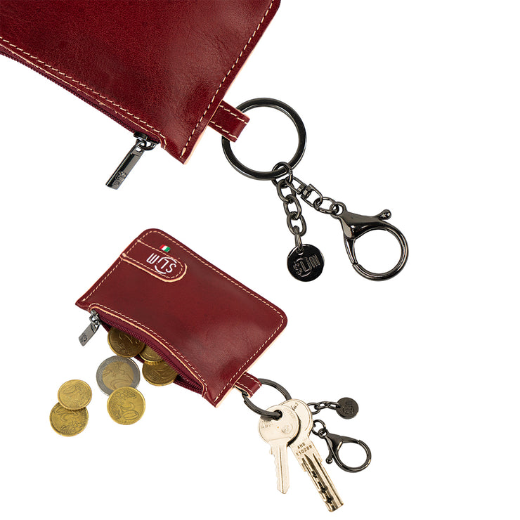 SLim®️ Genuine Vegetable Tanned Leather Keychain-Coin Purse Red