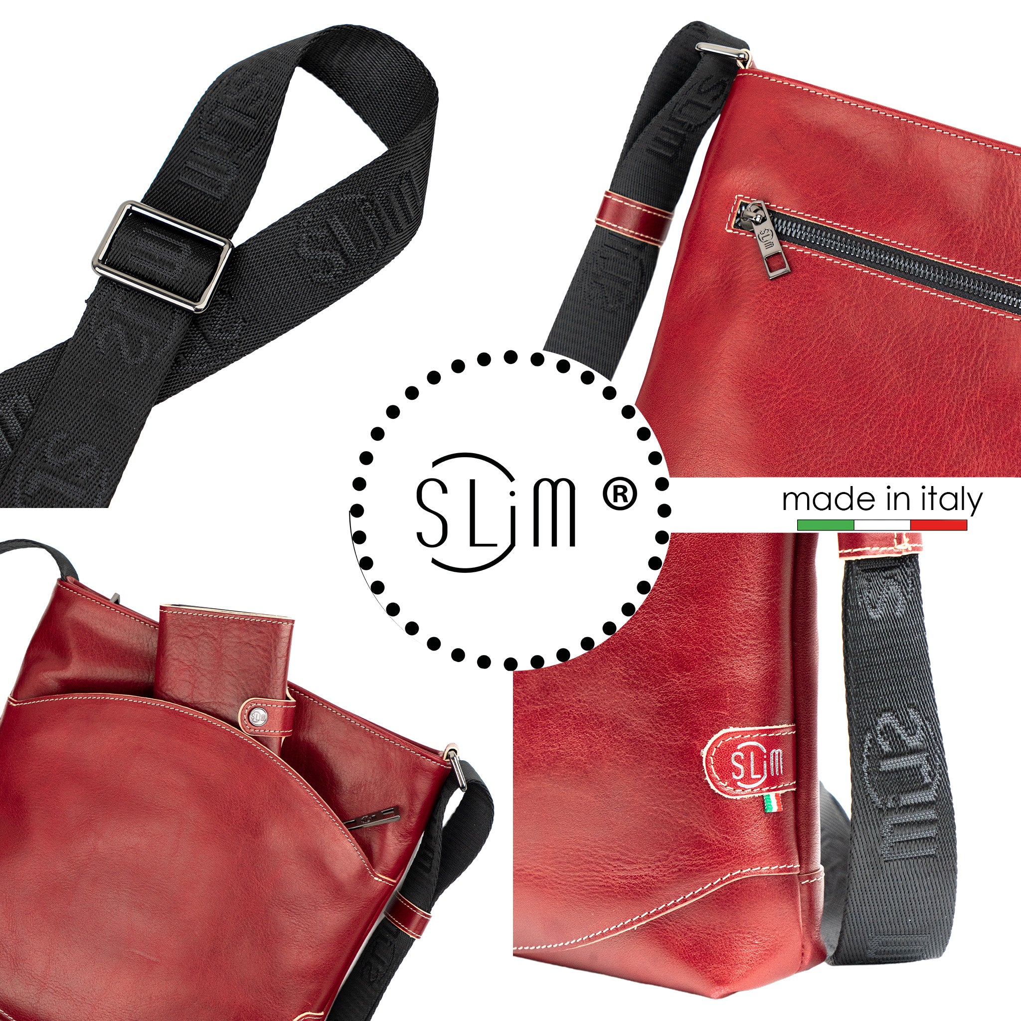 Bag SLim®️ Vera Pelle Vegetale Rosso