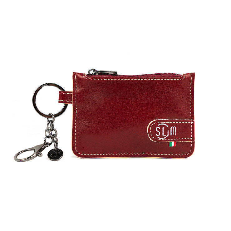 SLim®️ Genuine Vegetable Tanned Leather Keychain-Coin Purse Red