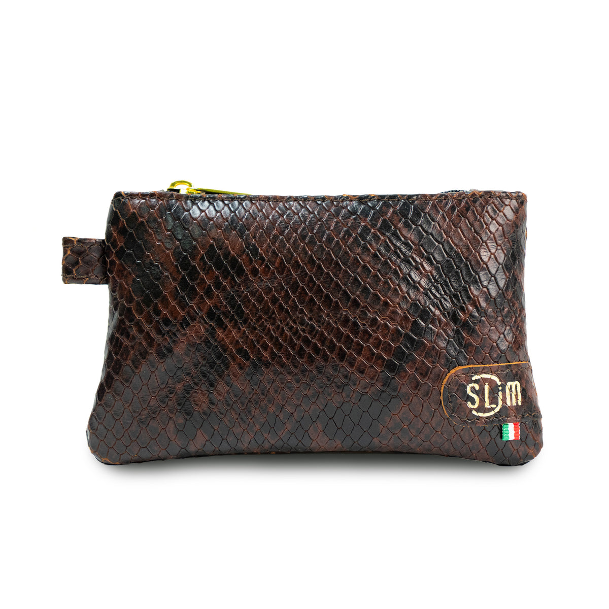 Mini Pochette Vera Pelle Vipera Marrone