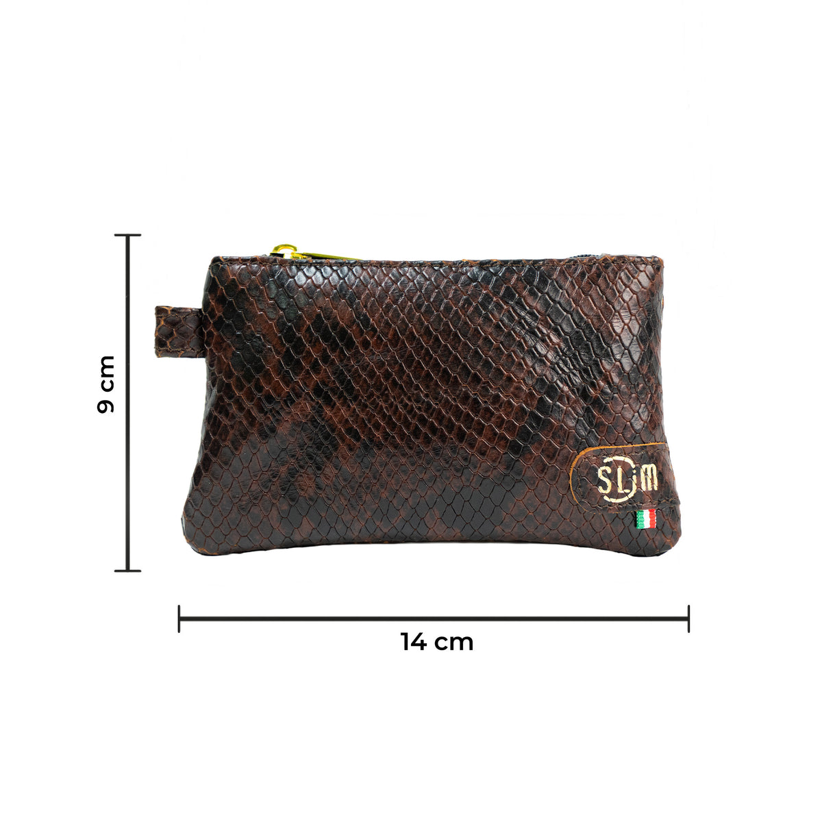 Mini Pochette Vera Pelle Vipera Marrone